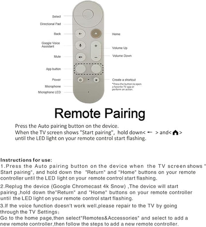 Upgrade New Replacemen Remote Voice Control Only for Chromecast-Google-TV 4K/ HD, for Google TV Streamer (4K) Box