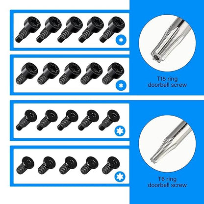 Replacement Ring Screwdriver Bit Set Blue & 20Pcs Doorbell Screws T6 T15 & Charger Charging Cable Cord for Video Doorbell, Video Doorbell 2 3 Pro Accessories & Elite Fits All Ring Video Doorbell Kit