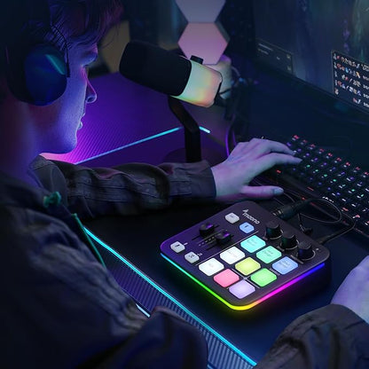 MAONO Gaming Audio Mixer, Audio Interface with Pro-preamp, RGB, Bluetooth, 48V Phantom Power for Live Streaming, Podcasting, Content Create, Gaming MaonoCaster G1 NEO (Not for USB Mic)
