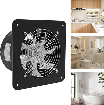 XUFOPLY 7.68 Inch Exhaust Fan, 110V 80W Wall Mounted Vent Fans 2600RPM Kitchen Bathroom Windows Fan Metal Extractor Fan for Attic, Garage, Window Ventilation (Black, 7.68 Inch)