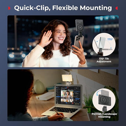 SmallRig M3 Magnetic Selfie Phone Light with Clip, 120 LEDs 2000mAh Rechargeable, 2700K-6500K, Portable Content Creators Light for Video Recording, for iPhone/Laptop/Camera/Webcam (Ink Blue) - 5505