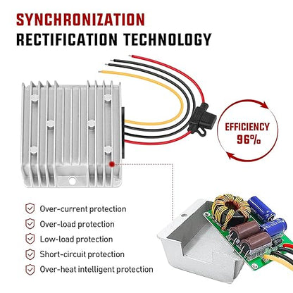 Nilight 48V to 12V Voltage Converter 240W 20A Regulator Step Down to 12VDC Waterproof DC Convert Reducer Power Supply Transformer Module for Golf Cart Scooters Trucks