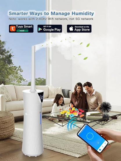 MONISEN 17L/4.5Gal Humidifier Large Room, Smart Quiet Ultrasonic Cool Mist Humidifiers for Bedroom, Covers 2000ft², 56H Runtime, 24H Timer, 3 Mist Modes Humidifiers for Home, Office, Plants, White
