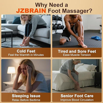 JZBRAIN Shiatsu Foot Massager Machine with Heat : Deep Kneading Foot Massager with Vibration & Compression for Plantar Fasciitis & Neuropathy - Relax for Home Office Use