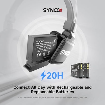 SYNCO XTALK X5 Wireless Headset Intercom System 2.4GHz Full Duplex 400 Meter Noise Cancellation Communication System for 5 Persons Live Streaming Movie Shoot Team Communication