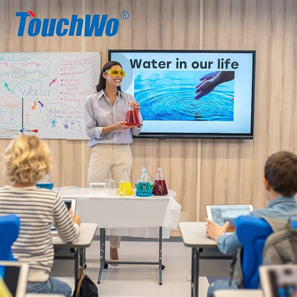 TouchWo 43 inch Interactive Touchscreen Monitor, Smart Board with 16:9 Display 1080P, Win-10 Electronic Whiteboard Touchscreen PC for Office and Classroom, Core i3 RAM 4G & ROM 128G
