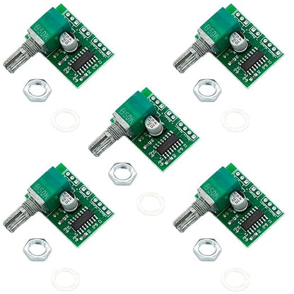 5PCS PAM8403 2x3W Class D Digital Amplifier Board - Ultra-Mini Power Amplifier Module with 2.5-5V Input USB Power Supply for Audio Speakers and Sound Systems (with Potentiometer)