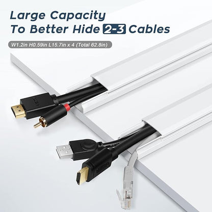 YCLYC Cable Cover, 62.8in Paintable Cord Cover Kit, Hide Cords for TV, Cord Concealer Cable Channel 4xL15.7in W0.98in H0.5in