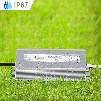 LED Driver 100 Watts 24V DC Low Voltage Transformer， Waterproof IP67 LED Power Supply, Adapter with 3-Prong Plug 3.3 Feet Cable for Any 24V DC led Lights, Computer Project, Outdoor Light