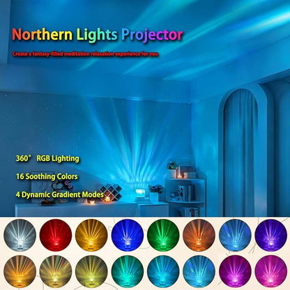 Growalleter Northern Lights Projector, 16 Colors Rechargeable Aurora Light Projector & Mood Lighting Galaxy Lamp, App Remote Night Light for Bedroom, Gift for Teenage Girls Room Decor (Battery)