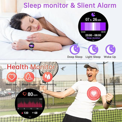 Smart Watch for Men Women Fitness: Waterproof Make/Answer Call Smart Watches for Men Digital Mens Watches Running Step Tracker Smartwatch Android Phones iPhone Samsung Compatible Heart Rate Monitor
