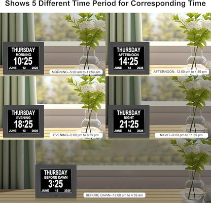 Jaihonda Clock with Date and Time for Elderly Dementia Clock for Seniors 12 Alram Option Large Display Large Number Digital Calendar Day Alzheimers Clocks for Seniors