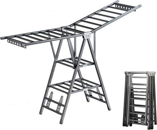 Heavy Duty Clothes Drying Rack Foldable –71" Extra Large Clothes Airer Drying Rack, Extra-ThickMetal Laundry Dryer Stand with Wheels, Free-Standing Design Indoor & Outdoor Use, 71inchx17.7inch