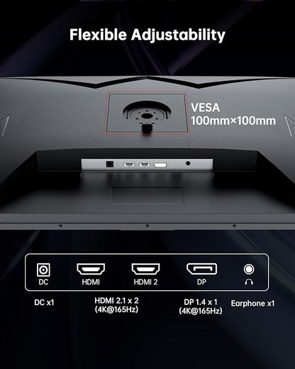 KTC 32 Inch 4K Gaming Monitor, 165Hz UHD (3840x2160P) Fast IPS Screen, 1ms (MPRT), Adaptive Sync, 3000:1 Contrast,121% sRGB,HDMI 2.1 Display Port 1.4, Tilt/Height Adjustment, VESA Mount, H32P22P