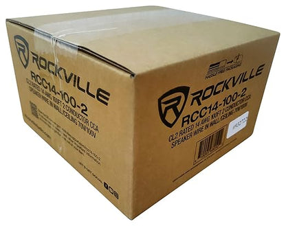 Rockville RCC14-100-2 14 AWG 100ft CCA Speaker Wire, CL2 Rated, in-Wall Ceiling, 70V Compatible, Flexible PVC Jacket, 2-Conductor Design, for Home Theater and Commercial Audio