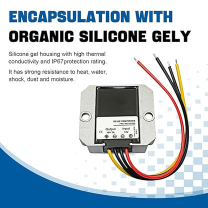 Boost Buck Converter, 18V-36V to 24V 15A 360W Aluminium Shell Waterproof Auto Step Up Down Voltage Regulator, for Car Audio Solar Power System LED Display Screen