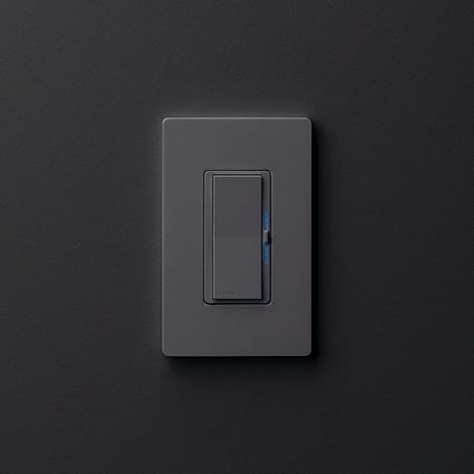 Lutron Diva Smart Dimmer Light Switch for Caseta Lighting (Lutron Smart Hub Required), for LED Lights, 150W, Single-Pole/3-Way, No Neutral, Gray (DVRF-6L-GR)