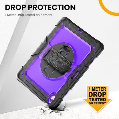 timecity for iPad (A16) 11th/ 10th Generation Case 11''/ 10.9 Inch (2025/2022) - Heavy Duty Protective Cover with Screen Protector, Stand, Shoulder Strap & Pencil Holder | Kids-Friendly - Purple