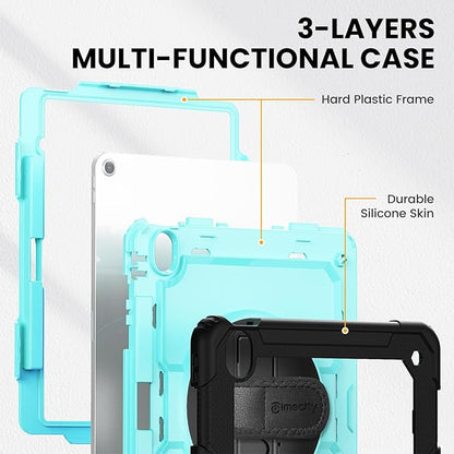 timecity for iPad Air 13 Inch Case M3 2025/ M2 2024, 360° Rotating Stand, Pencil Holder & Wireless Charging, Shockproof with Screen Protector & Shoulder Strap - for Designers & Professionals, Blue