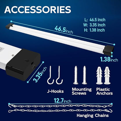 hykolity 5000K LED Shop Light Linkable, 4FT Daylight 42W LED Ceiling Lights for Garages, Workshops, Basements,Hanging or FlushMount, Power Cord W/Built-in ON/Off Switch, 4200lm, ETL- 1 Pack