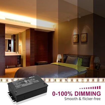 EMITEVER 30W Dimmable LED Driver, 24V Triac Dimmable Power Supply, AC to DC Transformer for LED Light, Compatible with Lutron and Leviton Dimmer, Waterproof IP67 and UL Listed, Class 2