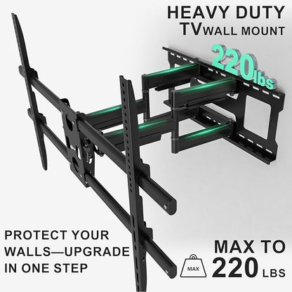 WALI Heavy Duty Full Motion TV Wall Mount Bracket for Extra Large TVs,Holds up to 220Ibs, Swivel Tilt Rotatable,Max Mounting Holes 1000x600, Fits 65 75 85 100 120 inch LED/LCD/OLED 4K/8K on Wood Stud