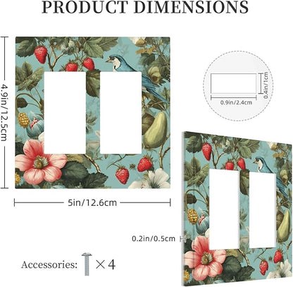 Bvtewkhz William Morris Flower 2 Gang Double Rocker Wall Plate Cover Decorative Light Switch Covers Electrical Faceplate Switch Plates for Bathroom Kitchen Home