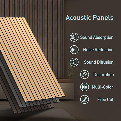 UMIACOUSTICS 6 Packs Acoustic Panel,47.2 x 23.6 Inches Decorative Sound Proof Panel for Office,Home Theater,Studio,Walnut Color