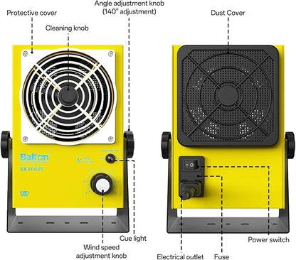 Anti-Static Ion Fan, Ion Electric Fan, Static Eliminator, Electronic Manufacturing Maintenance, Scientific Research Laboratory, Chip Packaging to Eliminate Static Electricity (BK001-Yellow)