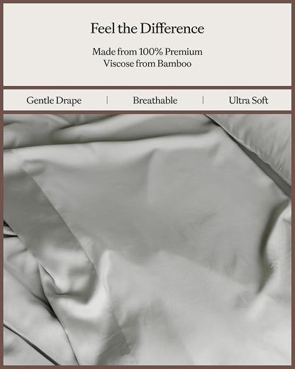 Cozy Earth Luxury Bed Sheet Set - 100% Viscose from Bamboo Fabric, Ultra-Soft & Breathable, Fits Regular & Deep Pocket Mattresses up to 20" - 4 Pieces King Sheet Set Gray