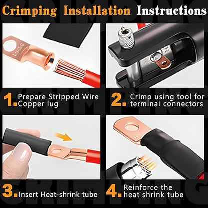 20PCS 6 AWG 5/16 3/8 inch Battery Cable Lugs,6 Gauge Copper Crimp Connector Ring Terminal Wire Ends with 20pcs 3:1 Adhesive Heat Shrink Tubing in Dual-neck Bottle