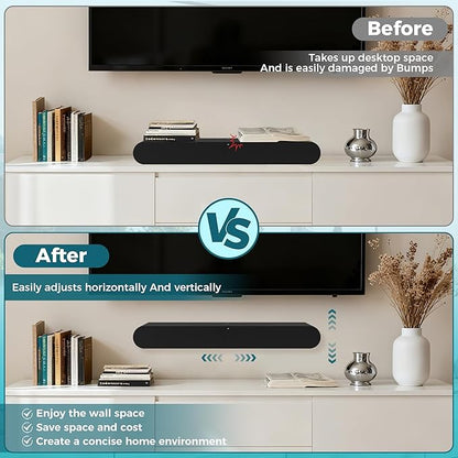 HEIWUKONG Ray Mount Compatible with Sonos Ray Wall Mount, Heavy Duty Rays TV Mount, Hidden Floating Design Soundbar Wall Bracket for Under/Above TV, Black