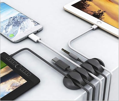 OHill Desk Cable Management Cord Organizer, 24 Pack Black Self Adhesive Cord Holder Cable Clips, Ideal Cable Organizer Wire Keeper for Desk, Nightstand, Phone Charger, Computer, Home, Office, Car