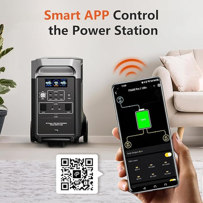 FOSSiBOT 3600W Portable Power Station, 3840Wh Solar Generator with LiFePO4 Battery for Home, Camping, RV, Emergencies (F3600+420w solar panel)