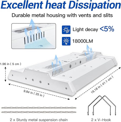 JTT LED Linear Shop Lights 150W, 21000LM 360° Adjustable 1.35FT Led High Bay Lights 5000K Daylight 120-277V, Garage Light for Shop Workshop Store Commercial Supermarket Warehouse Basement, 4-Pack ETL