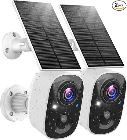 MaxiViz Solar Camera Outdoor Wireless, 2.4G Wi-Fi Security Camera with AI Motion Detection, Cameras for Home Security, 2K Color Night Vision, 2-Way Talk, IP66 Weatherproof, Cloud/SD Storage, 2 Packs