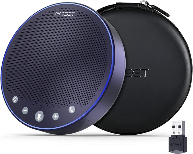 EMEET M3 Conference Speaker and Microphone, Zoom Certified Bluetooth Speakerphone with 4 AI Mics 360° Voice Pickup, 18H Talk Time, USB 2.0&Bluetooth 5.0 with Daisy Chain for 20 People for Zoom Teams