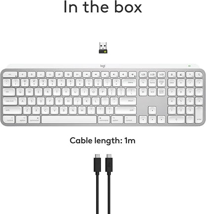 Logitech MX Keys S for Mac, Wireless Keyboard, Fluid, Precise Laptop-Like Typing, Programmable Keys, Backlit, Bluetooth USB C Rechargeable for MacBook Pro, MacBook Air, iMac, iPad - Pale Grey