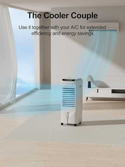 Landeagle 32" Swamp Cooler Air Conditioner,1800CFM Evaporative Coolers with 4.2 Gal Tank,110°Oscillation Portable Room with 12H Timer, Cooling Fans that Blow Cold Air for Bedroom Indoor, White