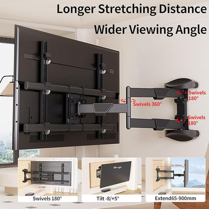 XinleTech 35 Inch Long Arm TV Wall Mount for 37-75 Inch TVs,Full Motion Corner Mount with Extension,±90°Swivel,Tilt&Level Adjust,Max VESA 800x600mm,Heavy-Duty TV Mount,XL-DY858S