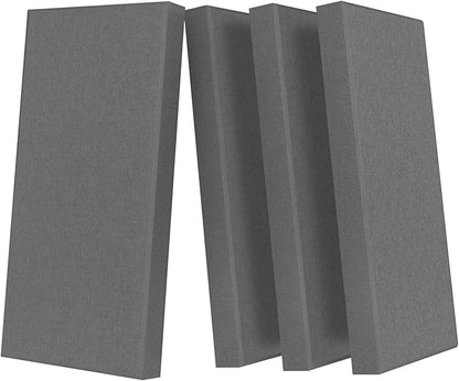 UMIACOUSTICS 4 PCS Acoustic Panels with Hanging Hardware, 2” Thick Fiberglass Sound Proof Panels for Studios, Office, Home Theater Ceiling or Wall- Light Grey