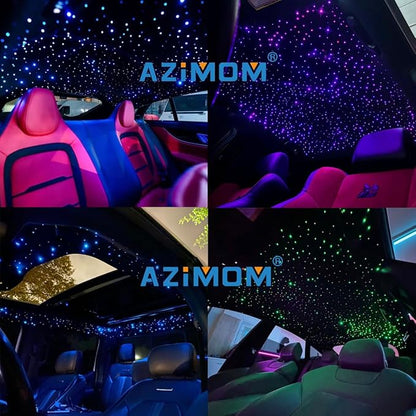 AZIMOM Car Use Bluetooth 6W RGBW LED Fiber Optic Lights Star Ceiling Light Kit APP Remote Controller Mixed 295pcs 9.8ft Optic Cable Music Mode Sensory Lighting Indoor Home Interior Decoration