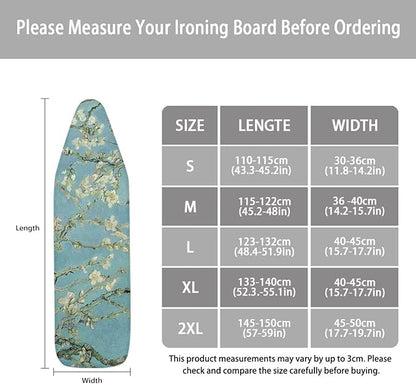 ZCFYGDX William Morris Prints Ironing Board Cover 3 Nylon Buckle Fastening Easy to Install Iron Decor Covers Standard with Elastic Edge Scorch Resistant Protective Covers for Iron Board 15x54 Inch
