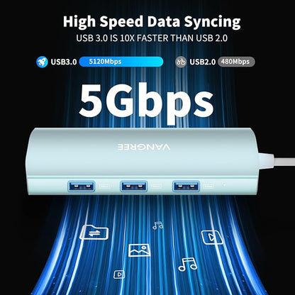 USB C Hub 8 in 1 Multiport Adapter, 3 USB 3.2 Gen 2 Ports with 10Gbps, 3 USB-A 3.0 5Gbps, 4K@60Hz HDMI, 100W PD, USBC Splitter for MacBook Pro, iPad Pro, Mac mini and More(Not Support USB-C Monitor)