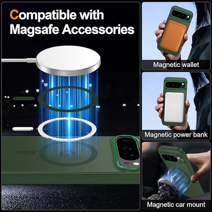 Magnetic for Google Pixel 9 Pro XL Case, [Military Grade Drop Protection] [Compatible with MagSafe] Shockproof Slim Translucent Matte Anti-Slip for Women Girls Men Case, Forest Green