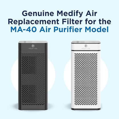 Medify Air MA-40 Genuine Replacement Filter | for Allergens, Wildfire Smoke, Dust, Odors, Pollen, Pet Dander | 3 in 1 with Pre-filter, H13 HEPA, and Activated Carbon | Removal to 0.1 Microns | 1-Pack