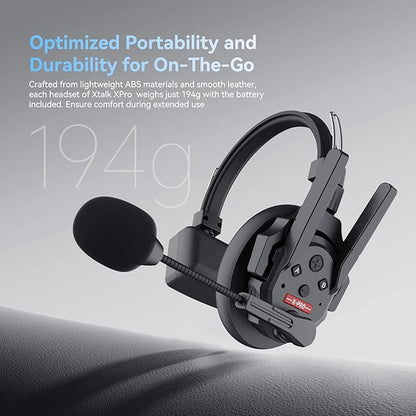 SYNCO XTALK XPro9 Wireless Intercom Headset System 2.4 GHz 1640FT/500M Long Distance Range Full Duplex for 9 Person Communication with Noise Cancellation for Live Show Stage Performance Movie Shoot