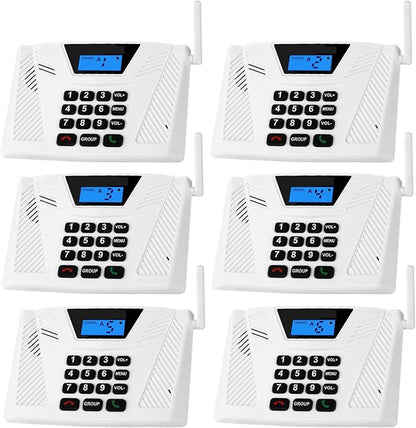 SANZUCO Intercoms Wireless for Home Hands Free, 2024 Upgraded Intercom 5300ft with Automatic Answer, 9 Channel Full Duplex Home Intercom System Fit for Hospital Business House(6 Packs White) ﻿