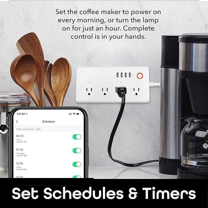 Smart Power Strip, UseeLink WiFi Surge Protector Compatible with Alexa & Google Home, Smart Plug with 4 USB Ports & 4 AC Outlets, Voice and Remote Control & Timer Schedule, 5ft Extension Cord