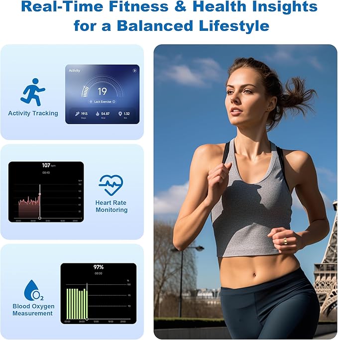 SEEKZERO Smart Ring for Women Men, Titanium Fitness Ring with Heart Rate, Stress & Sleep Monitoring,Step & Calorie Counter, 5ATM Waterproof for iPhone and Android,No Subscription Fee (Rose Gold, 11)